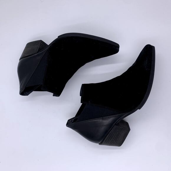 Paul Green Black Booties Ankle Boots Size 5 Leather Suede Pull On Pointy Toe - Picture 7 of 10